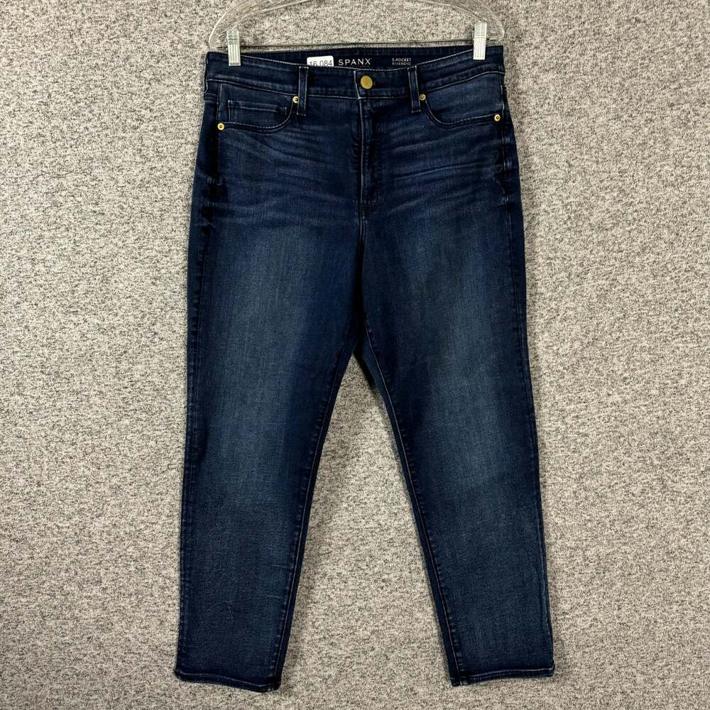 Spanx Women’s Size 31 Dark Wash Blue High Rise 5 Pocket Boyfriend Jeans
